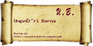 Ungvári Barna névjegykártya